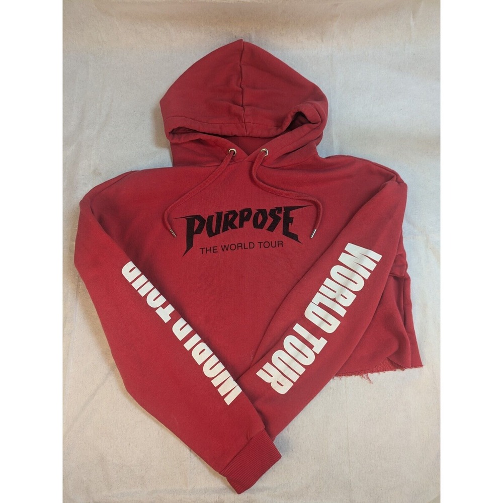 Justin Bieber Purpose World Tour - Divided - Small Cropped‎ Hoodie - Red
